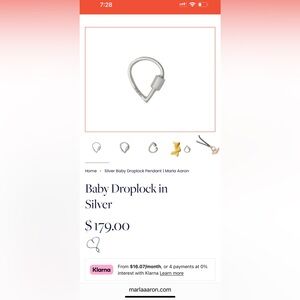 Marla Aaron Silver Baby Droplock